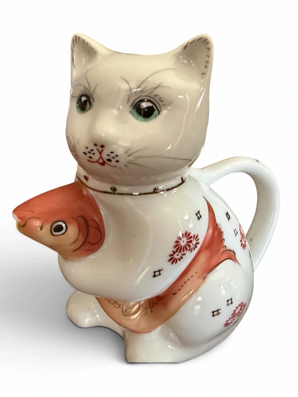 Vintage Creamer Cat and Koi Fish Ceramic